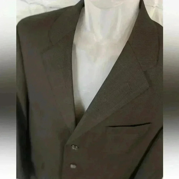 Chaps Ralph Lauren Cashmere wool 3 Button Suit Coat 42R Brown Blue Glen Plaid - Picture 2 of 16